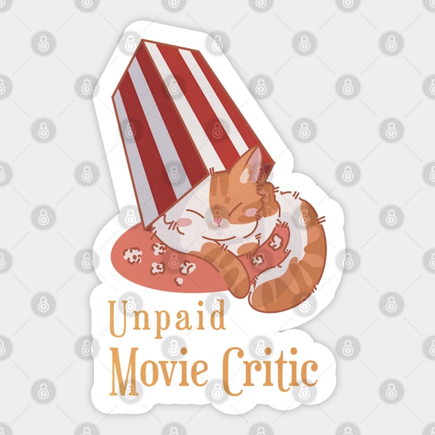 Unpaid Movie Critic - Red and white sleeping cat Sticker by Feline Emporium